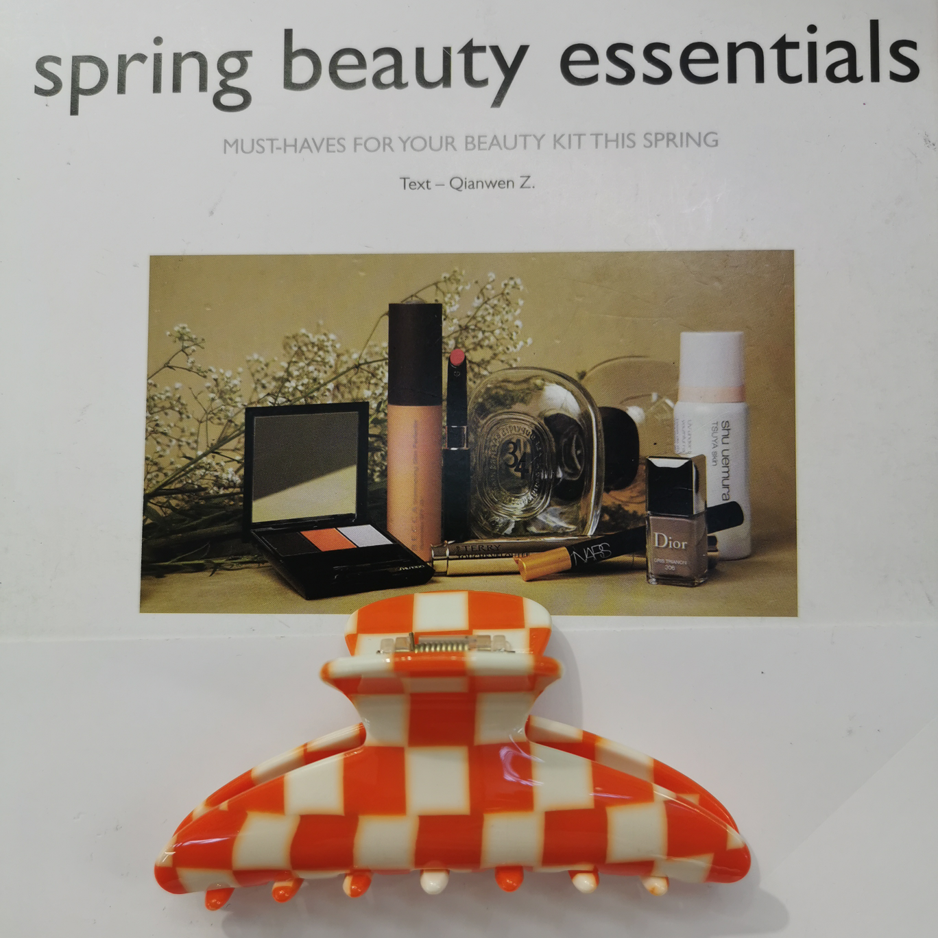 Monogram clip acetic acid grid atmosphere hair decoration grasp