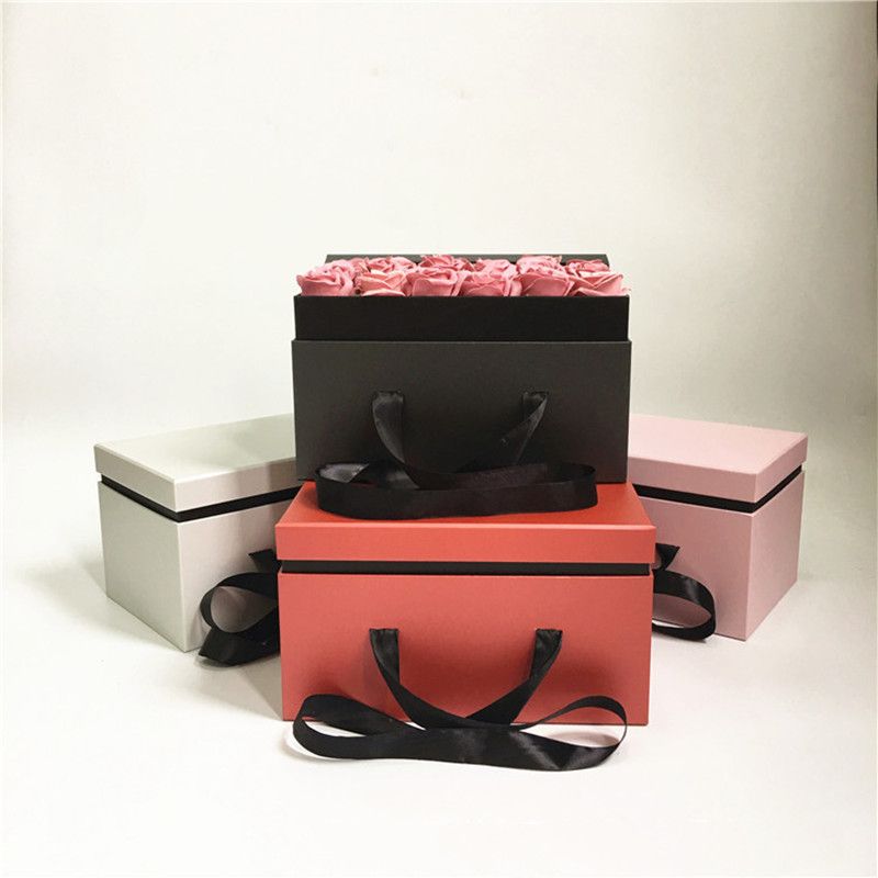 现货 时尚单个长方两层礼品盒 伴手礼盒 鲜花礼盒 花盒 婚庆礼盒