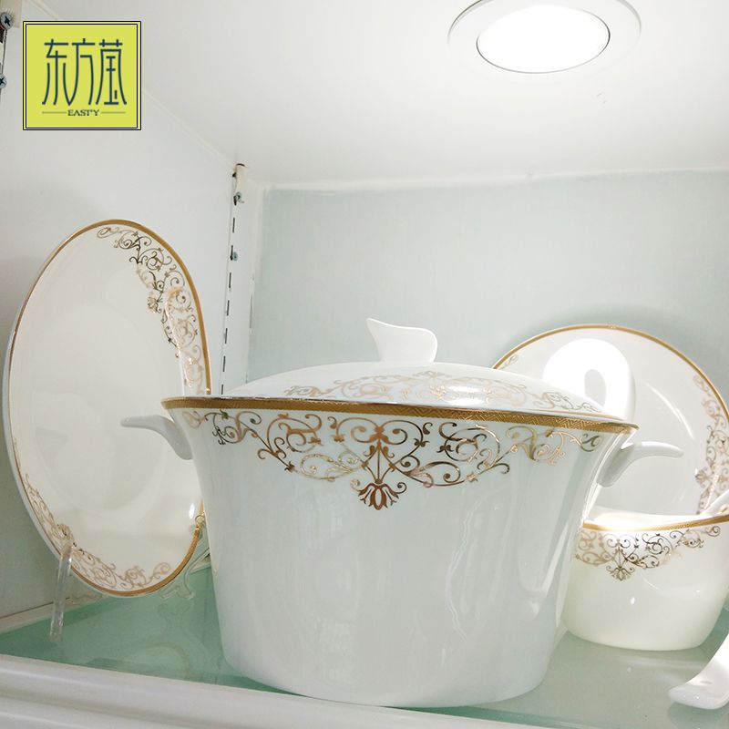 Ceramic tableware, bowls, plates, sets, bone China medium tableware, high bone China gifts, bone China bowls, plates, spoons, dinner plates, soup bowls, rice bowls, salad bowls, fruit plates, high-end household bone China