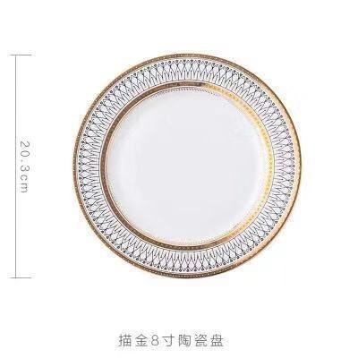 European-style glass beaded gold-plated Western-style plates, steak plates, salad plates, custom-made decorative plating and base plates for Western banquets details Picture