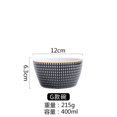 Customized Nordic pasta round plates with creative geometric patterns, fruit plates, cake plates, dinner plates and Western steak plates Item Picture