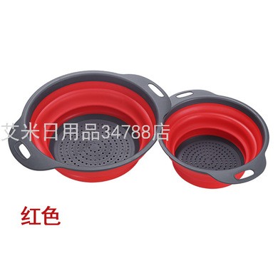 圆形可折叠沥水篮 水果篮厨房收纳多功能洗菜篮伸缩果篮662详情图3