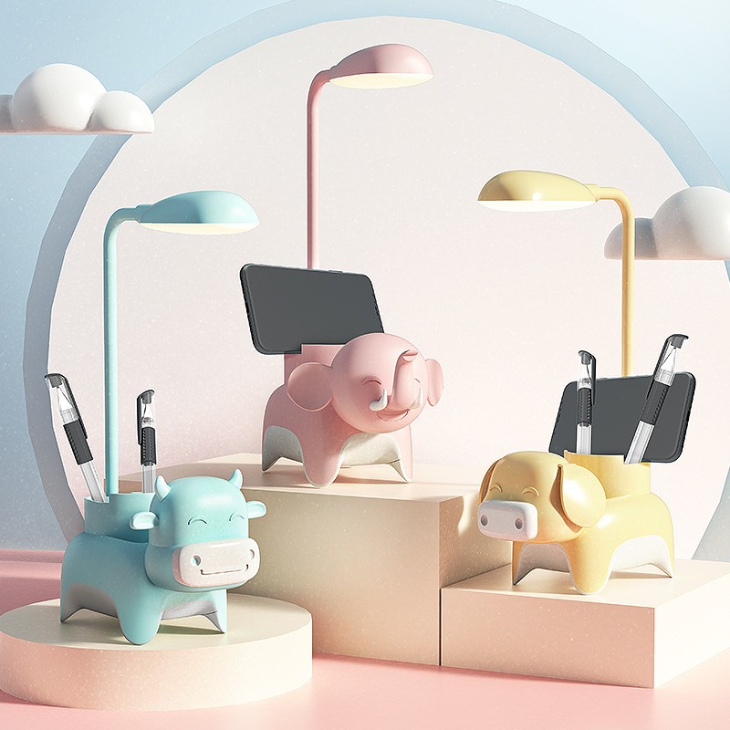 USB cartoon creative shaped mini pen holder desk lamp, USB charging student and children's study desk, dormitory reading lamp detail image 1