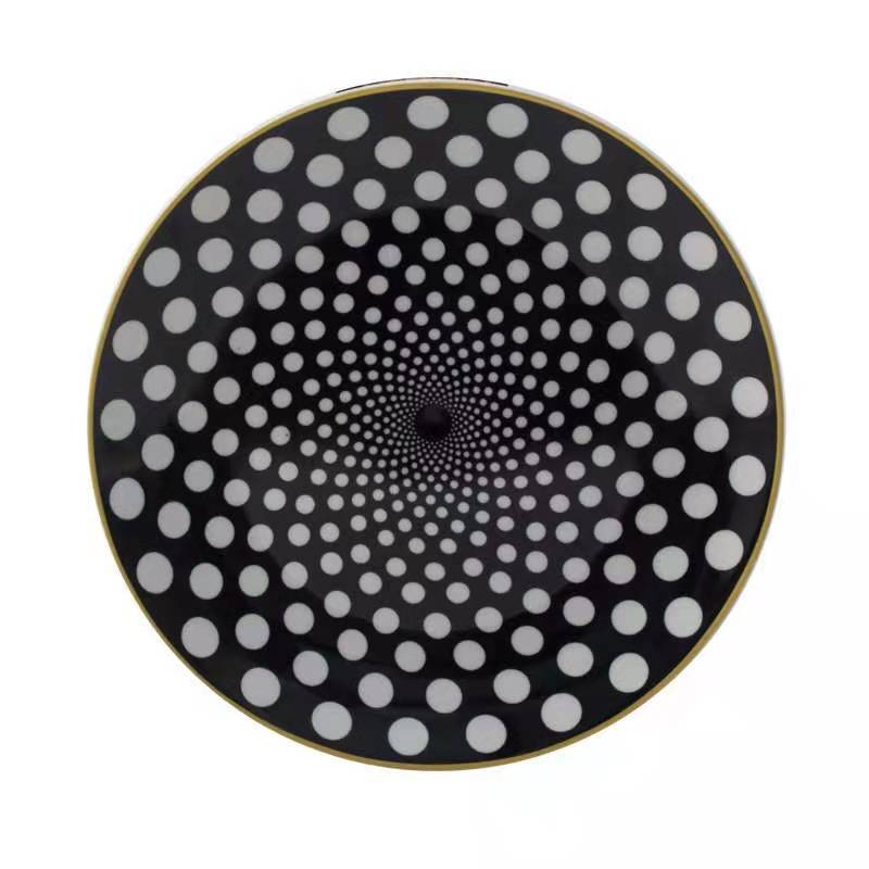 Customized new creative geometric pattern Nordic pasta round plates, fruit plates, cake plates, dinner plates and Western steak plates Item Picture