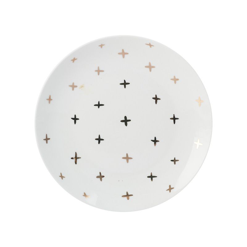 8-inch gold-edge bone China plate for Western cuisine, home vegetable plate, ceramic plate, breakfast plate, round steak plate, flat plate Specification image