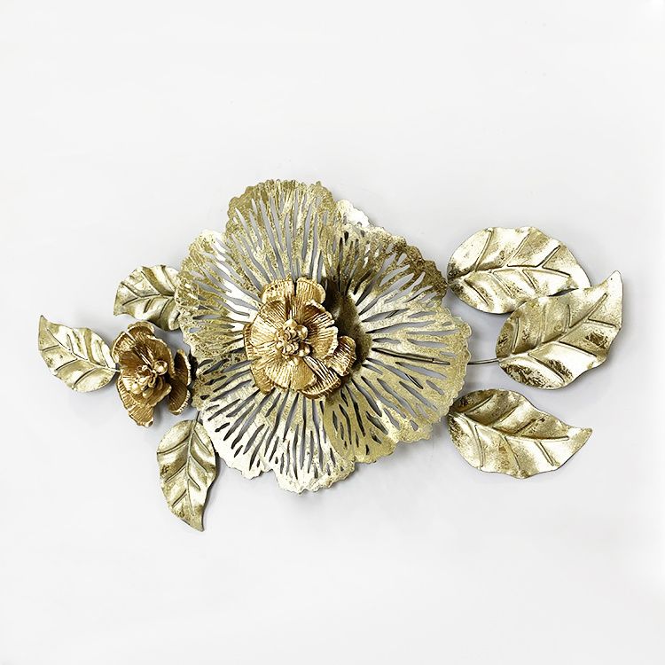 定制工艺品 材质 设计风格独特墙面装饰热卖金色3D花墙壁装饰产品图