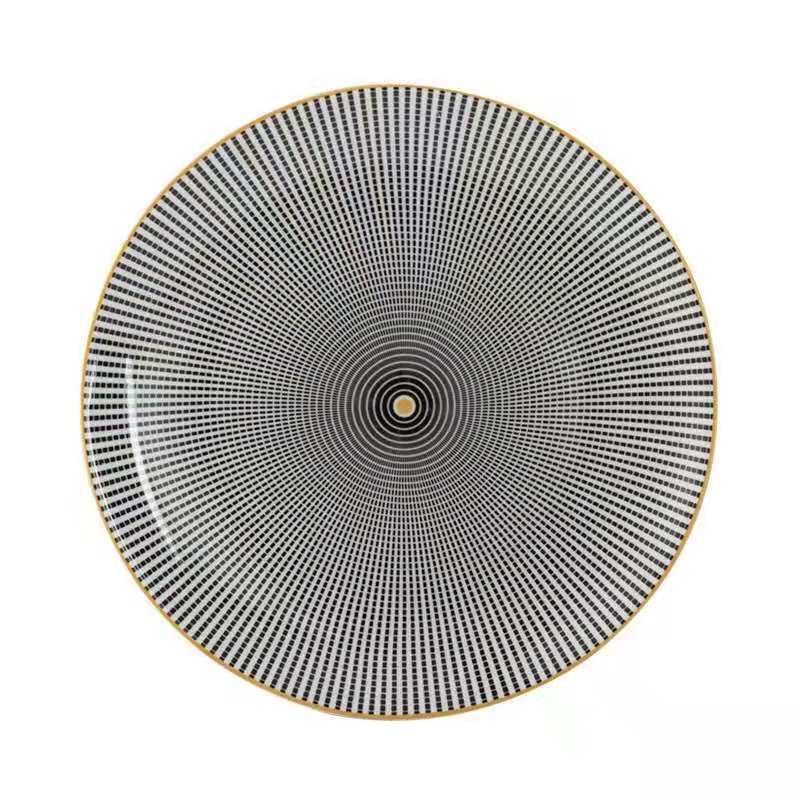 Customized Nordic pasta round plates with creative geometric patterns, fruit plates, cake plates, dinner plates and Western steak plates