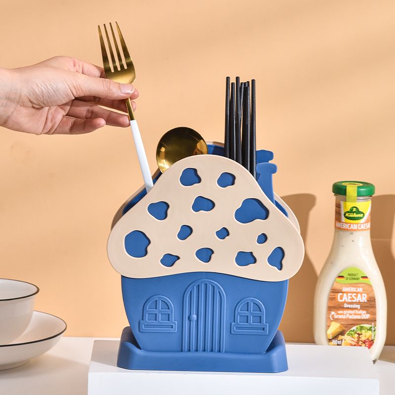 Youdaoplaceholder0 Household mushroom house chopstick cage, multi-purpose storage rack, draining plastic chopstick holder, thickened chopstick box, color randomly sent Item Picture