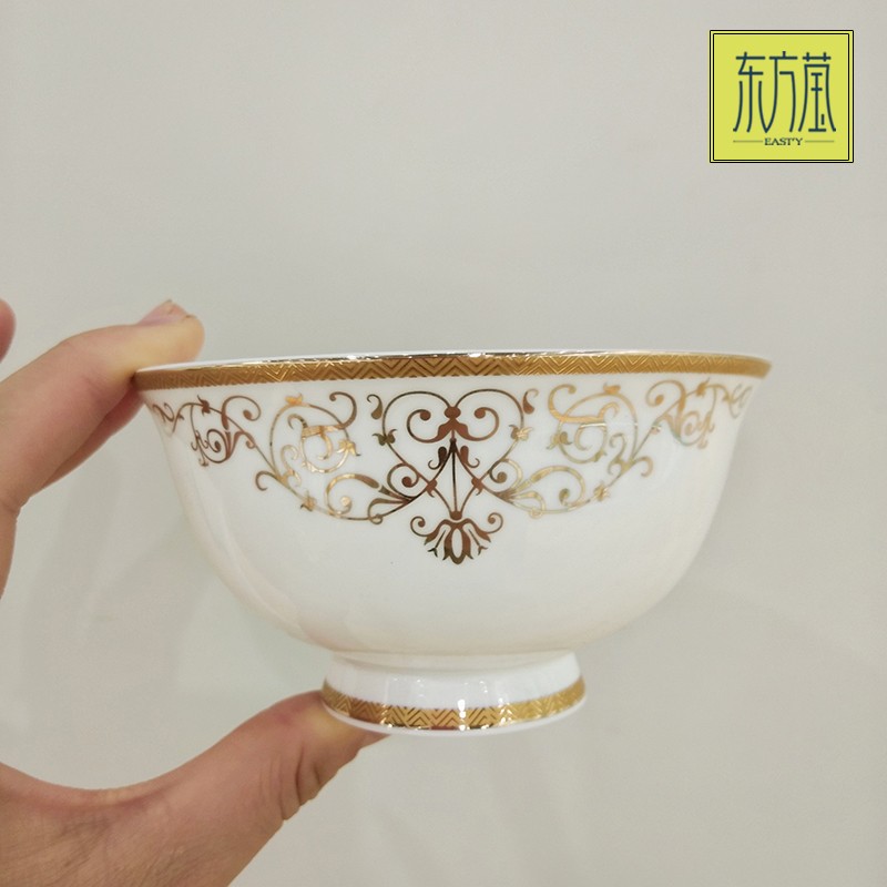 Ceramic tableware, bowls, plates, sets, bone China medium tableware, high bone China gifts, bone China bowls, plates, spoons, dinner plates, soup bowls, rice bowls, salad bowls, fruit plates, high-end household bone China detail image 8
