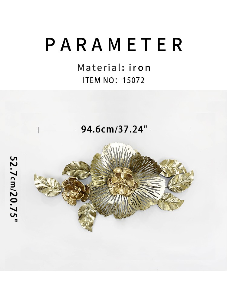 定制工艺品 材质 设计风格独特墙面装饰热卖金色3D花墙壁装饰详情图1