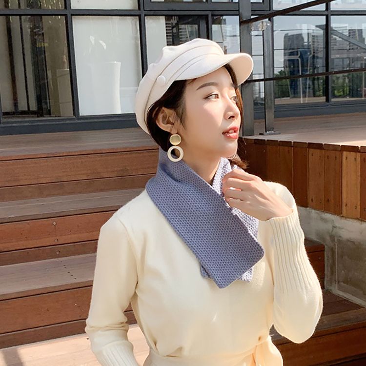 Jane Eyre Silk Edge Neck Cover 2022 Autumn/Winter New knitted Scarf thickened and warm solid color knitted Korean-style scarf versatile student neck details Picture