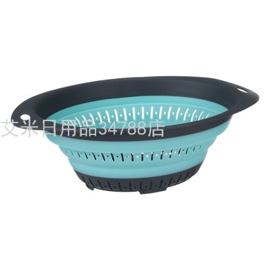 家用厨房创意蛋形可折叠沥水篮水果蔬菜收纳篮可手提塑胶洗菜筐详情图2