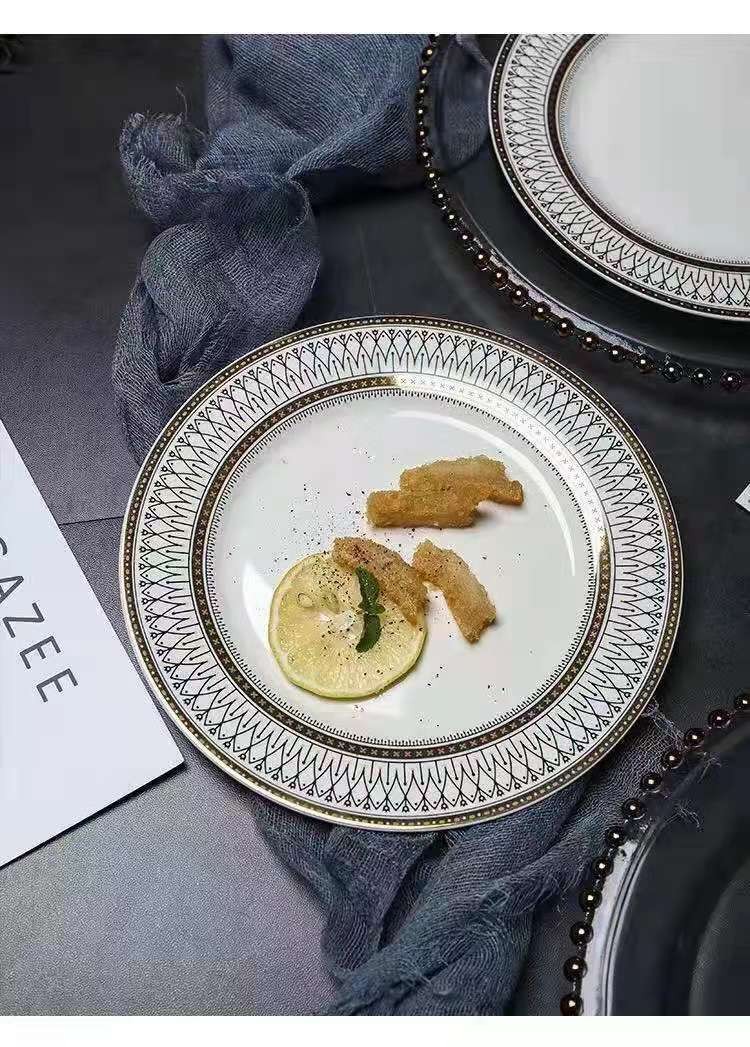 European-style glass beaded gold-plated Western-style plates, steak plates, salad plates, custom-made decorative plating and base plates for Western banquets detail image 4