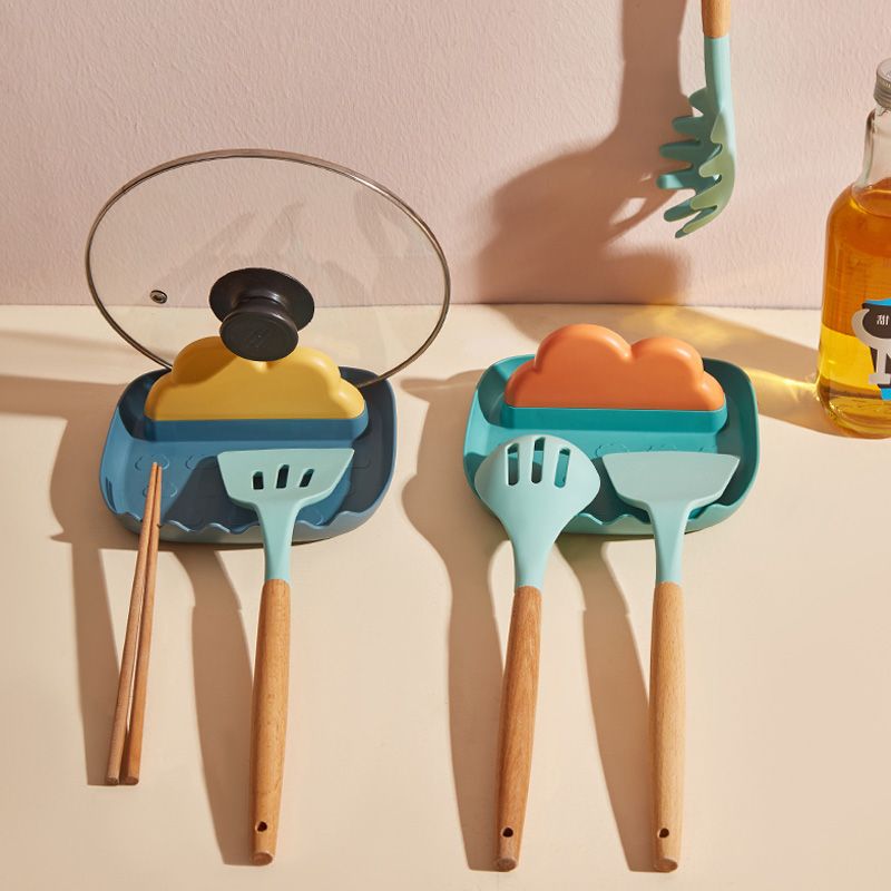 Pot lid rack, multi-functional household kitchen tools, countertop storage rack, shelving rack, pot spatula, spoon cartoon storage rack Specification drawing