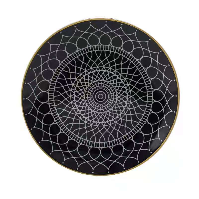 Customized new creative geometric pattern Nordic pasta round plates, fruit plates, cake plates, dinner plates and Western steak plates details Picture
