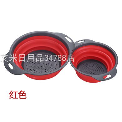 圆形可折叠沥水篮 水果篮厨房收纳多功能洗菜篮伸缩果篮662产品图
