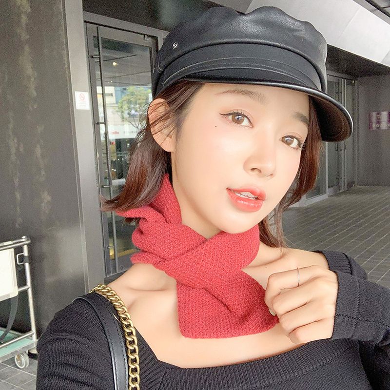 Jane Eyre Silk Edge Neck Cover 2022 Autumn/Winter New knitted Scarf thickened and warm solid color knitted Korean-style scarf versatile student neck Application Scenario