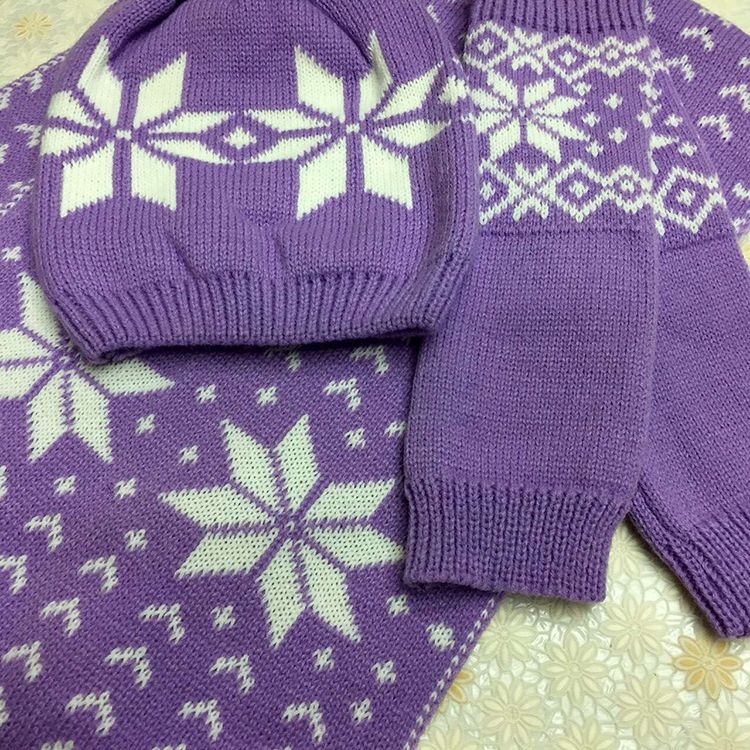 Jane Eyre Siyuan Autumn and Winter New Collection: Women's woolen knitted hat, scarf, gloves, three-piece set, earmuffs, headwear, snowflake Christmas set Specification image