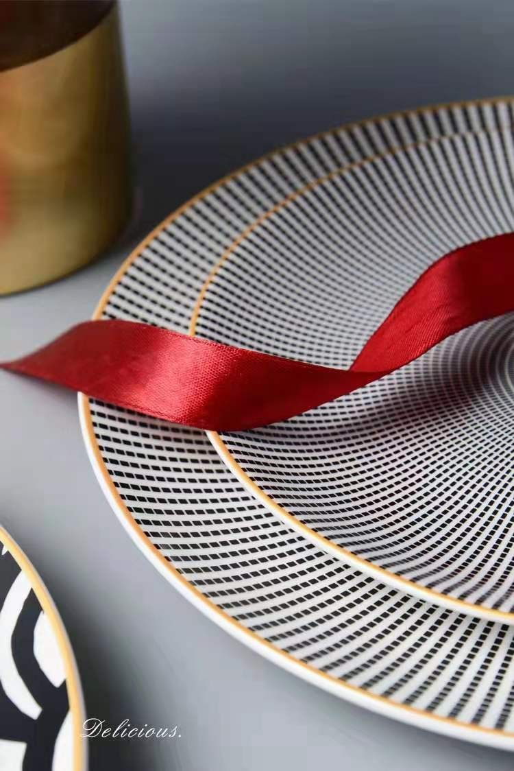 Customized Nordic pasta round plates with creative geometric patterns, fruit plates, cake plates, dinner plates and Western steak plates detail image 9