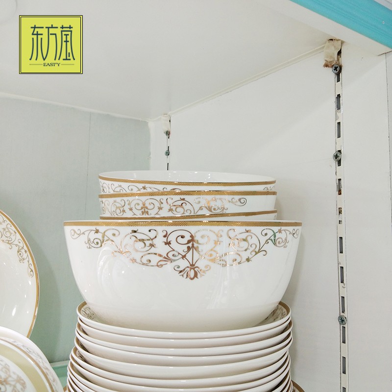 Ceramic tableware, bowls, plates, sets, bone China medium tableware, high bone China gifts, bone China bowls, plates, spoons, dinner plates, soup bowls, rice bowls, salad bowls, fruit plates, high-end household bone China detail image 7