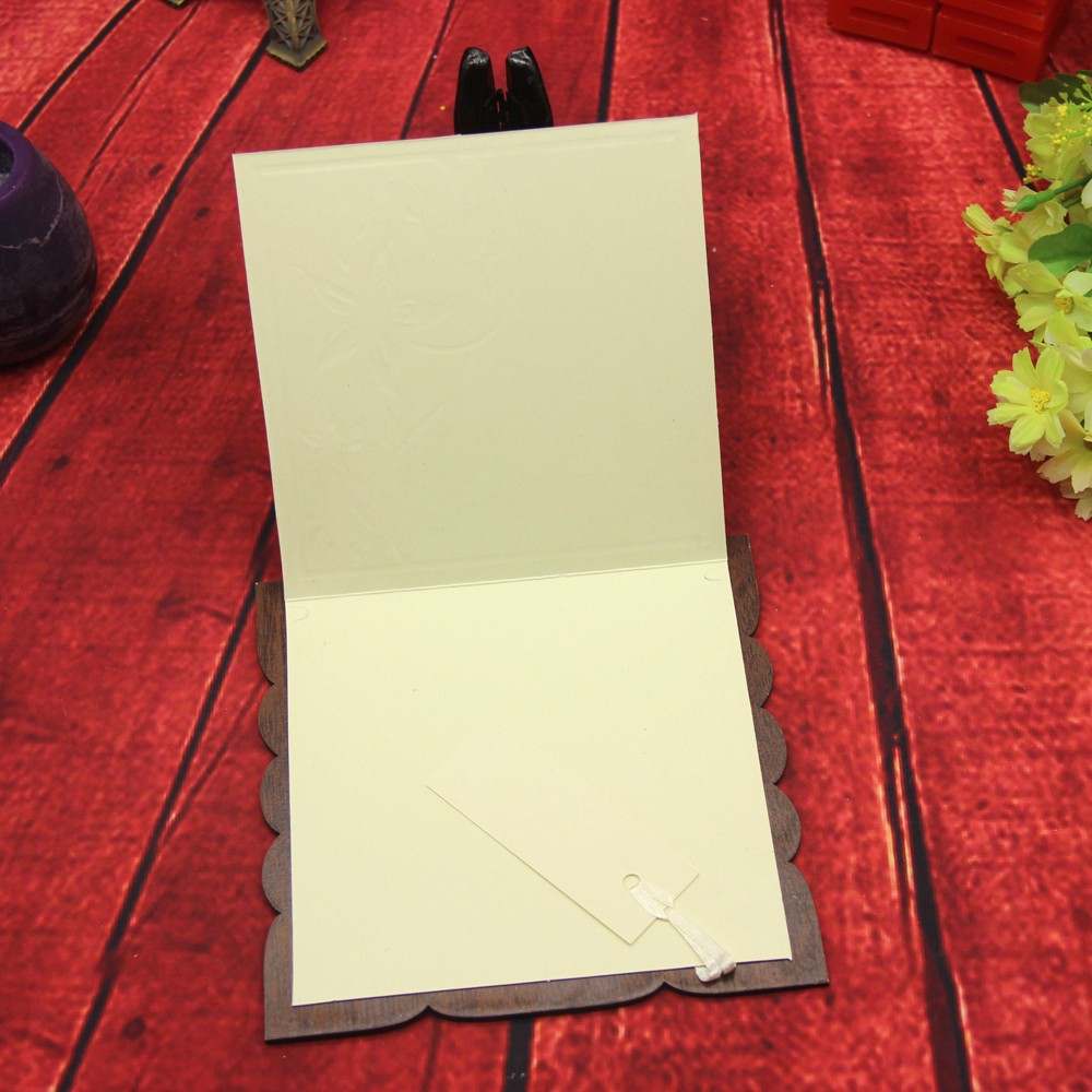 梅花钻打标木质贺卡，木头请柬详情图2