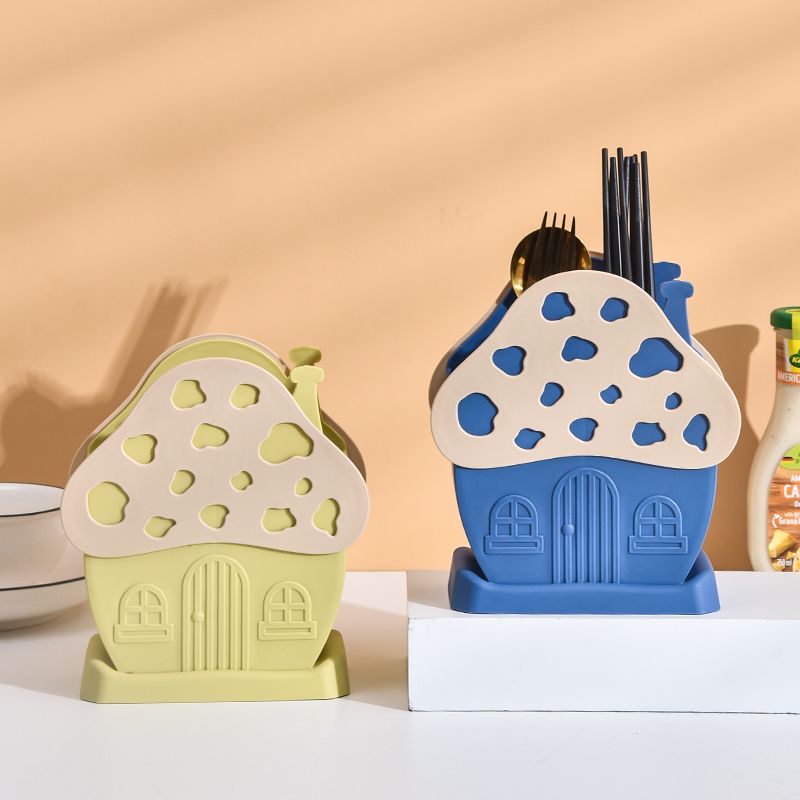 Youdaoplaceholder0 Household mushroom house chopstick cage, multi-purpose storage rack, draining plastic chopstick holder, thickened chopstick box, color randomly sent Application Scenario