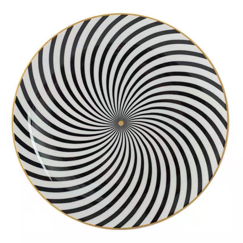 Customized Nordic pasta round plates with creative geometric patterns, fruit plates, cake plates, dinner plates and Western steak plates details Picture