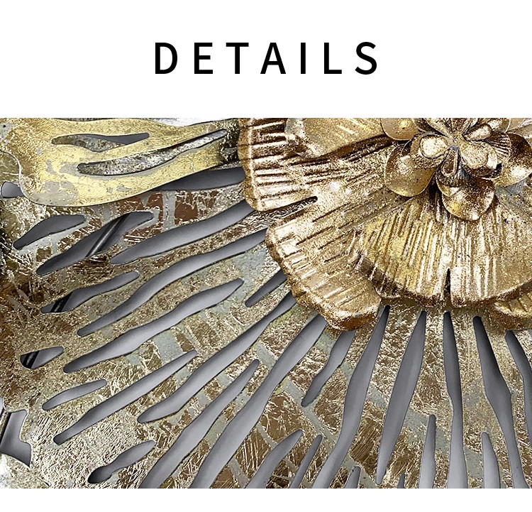 定制工艺品 材质 设计风格独特墙面装饰热卖金色3D花墙壁装饰详情图3