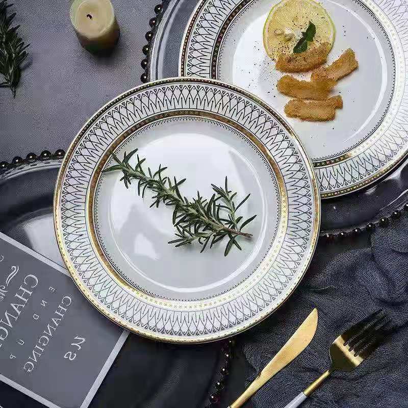 European-style glass beaded gold-plated Western-style plates, steak plates, salad plates, custom-made decorative plating and base plates for Western banquets detail image 11