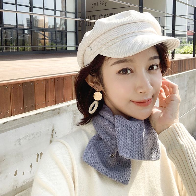 Jane Eyre Silk Edge Neck Cover 2022 Autumn/Winter New knitted Scarf thickened and warm solid color knitted Korean-style scarf versatile student neck