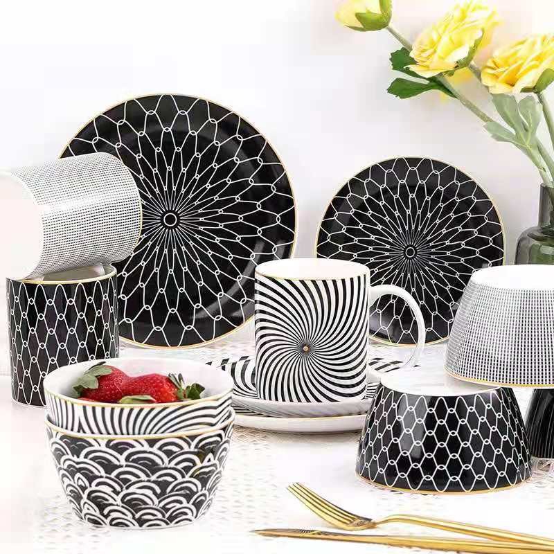 Customized Nordic pasta round plates with creative geometric patterns, fruit plates, cake plates, dinner plates and Western steak plates detail image 2