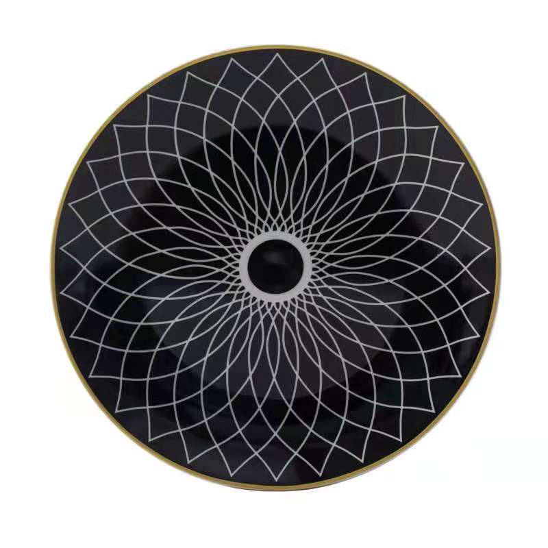 Customized new creative geometric pattern Nordic pasta round plates, fruit plates, cake plates, dinner plates and Western steak plates Specification image