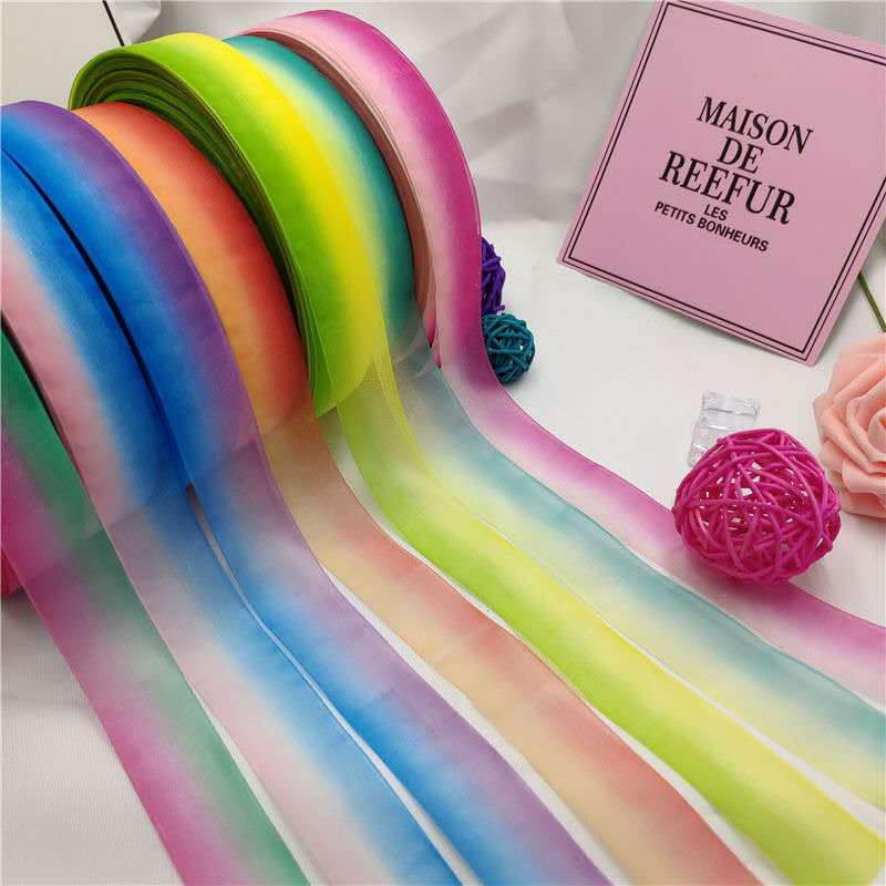 Ribbon Manufacturers Direct Sales Polyester Double Thread Jumper Ribbon Color Hair Accessories Ribbon Accessories 3456754308