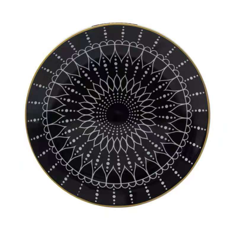 Customized new creative geometric pattern Nordic pasta round plates, fruit plates, cake plates, dinner plates and Western steak plates Application Scenario