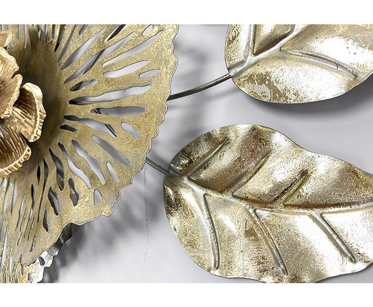 定制工艺品 材质 设计风格独特墙面装饰热卖金色3D花墙壁装饰详情图5