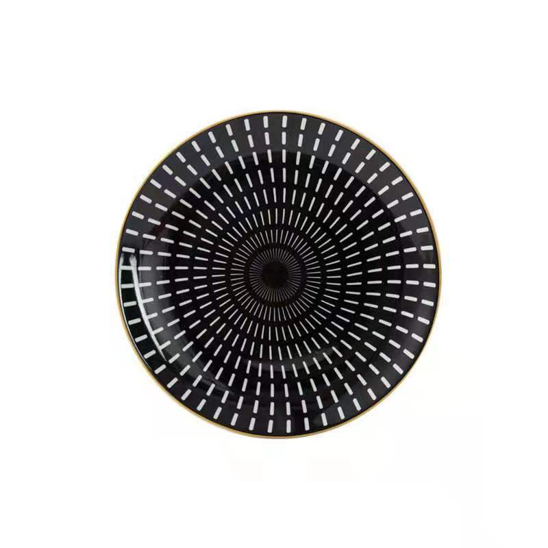 Customized Nordic pasta round plates with creative geometric patterns, fruit plates, cake plates, dinner plates and Western steak plates Application Scenario