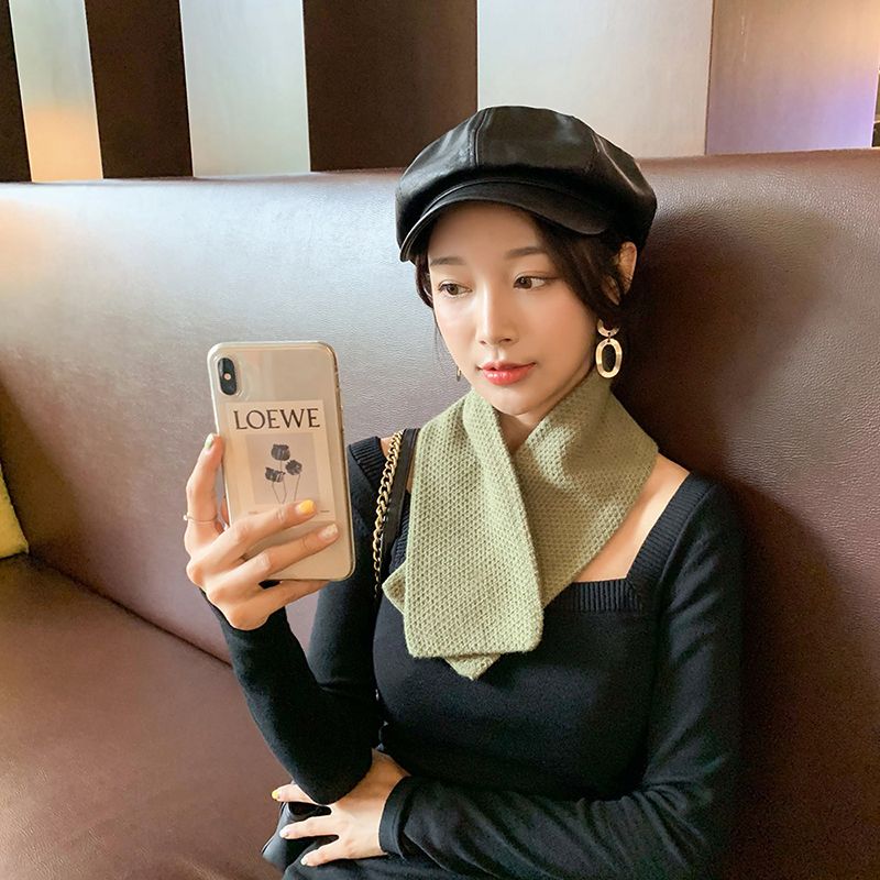 Jane Eyre Silk Edge Neck Cover 2022 Autumn/Winter New knitted Scarf thickened and warm solid color knitted Korean-style scarf versatile student neck Specification image