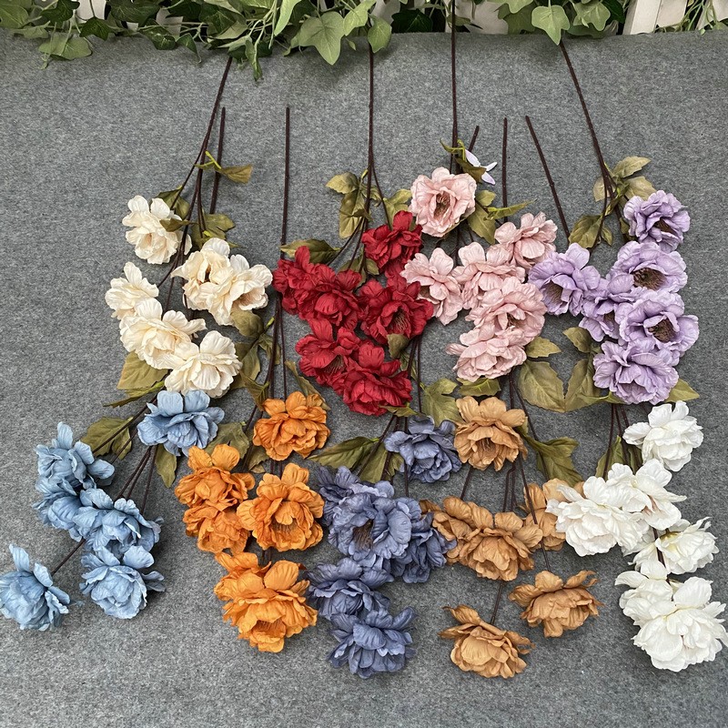 6-head white peony artificial flower, dried flower bouquet for dining room and living room, decorative vase, flower arrangement and floral art detail image 6