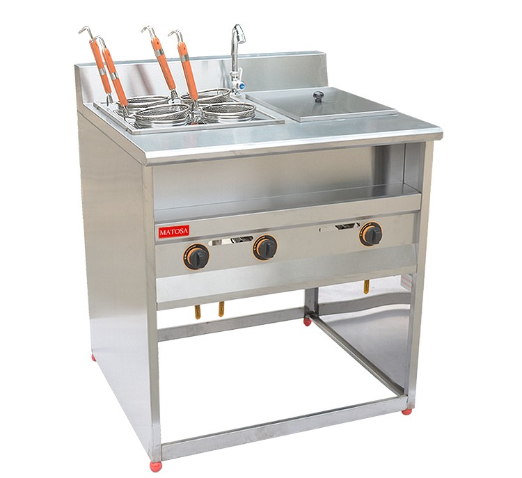Vertical four-compartment noodle cooker with soup pool FY-4HX.R-2 gas noodle cooker for commercial spicy hot pot skewers detail image 4