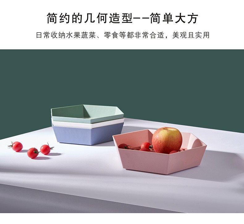 撞色双层六边形洗菜篮水果沥水篮厨房水果收纳篮塑料多用菜篮详情图6