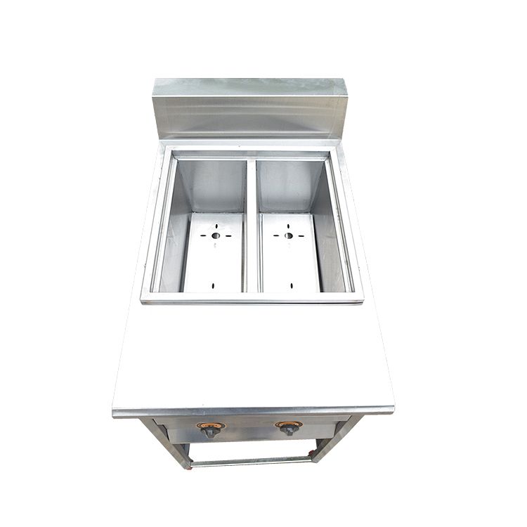 Vertical four-compartment noodle cooker with soup pool FY-4HX.R gas noodle cooker for commercial spicy hot pot skewers Application Scenario