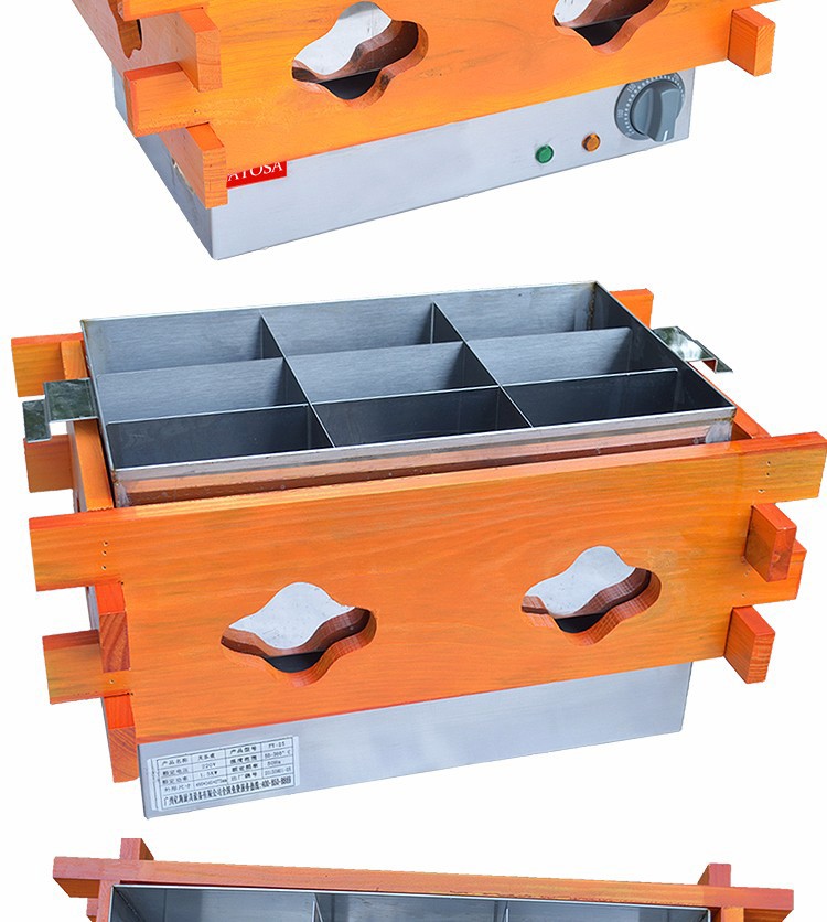 Commercial nine-compartment oden and skewer machine, FY-25 meatball cooking machine, spicy hot pot machine, wooden frame oden detail image 5