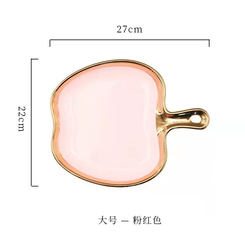 Creative apple plate, pizza plate, European-style golden edge Western cuisine steak inventory, heart plate, Instagram popular dessert plate, breakfast plate Specification image