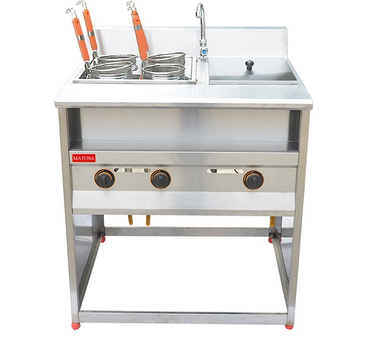 Vertical four-compartment noodle cooker with soup pool FY-4HX.R-2 gas noodle cooker for commercial spicy hot pot skewers detail image 5