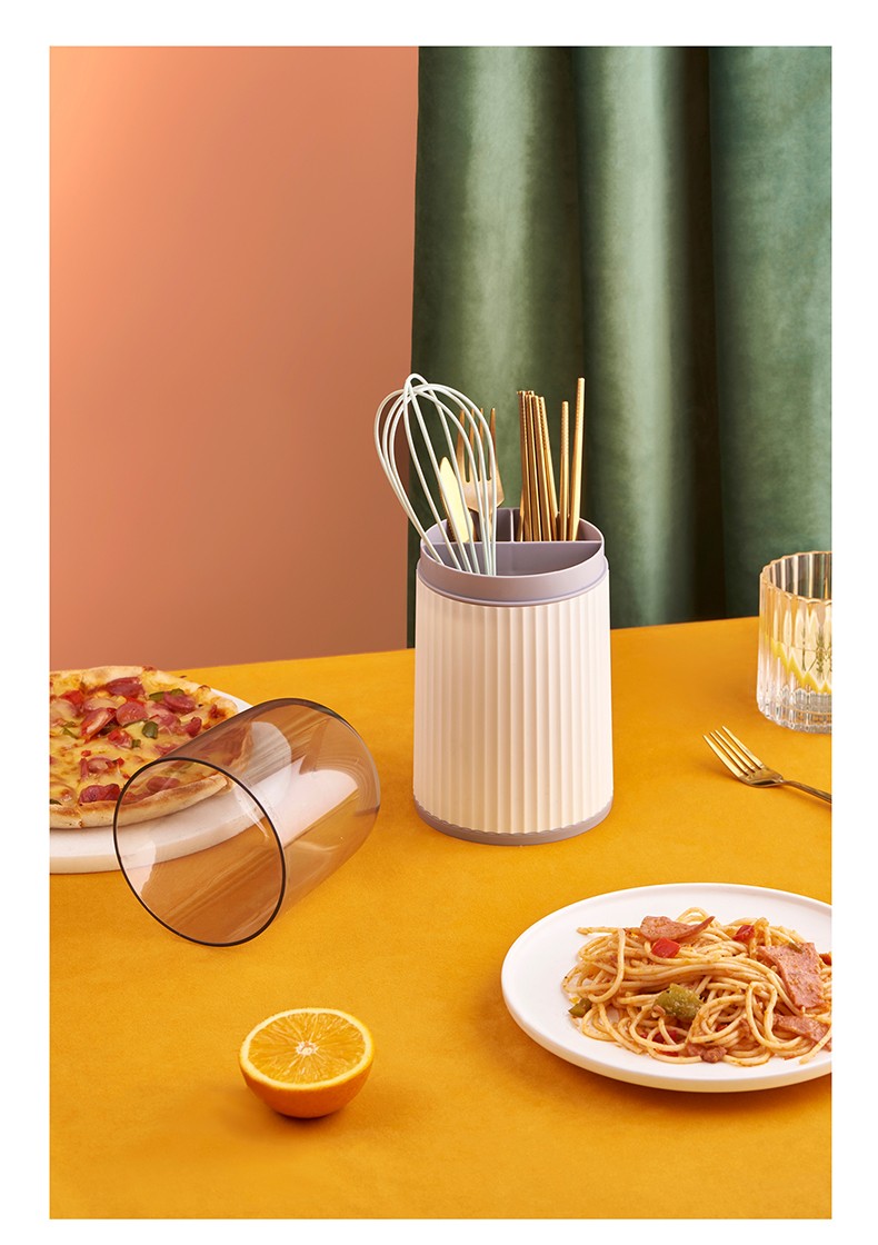 网红款圆形条纹筷笼PP塑料清新简约筷子笼家厨房筷子托置物架批发详情图14