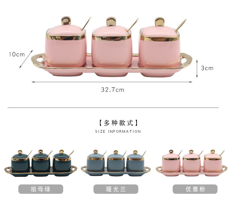 Ceramic seasoning jars, Nordic household kitchen three-piece set, custom seasoning jars, salt jars, seasoning bottles, sugar jars, seasoning boxes detail image 16