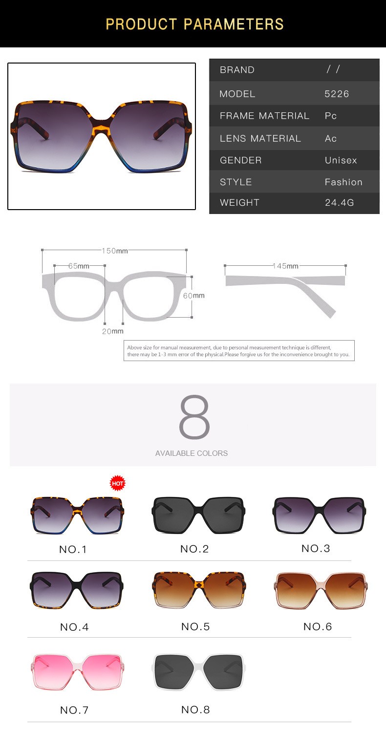新款欧美时尚墨镜豹纹大框太阳眼镜 男女复古眼镜跨境潮流太阳镜详情图7