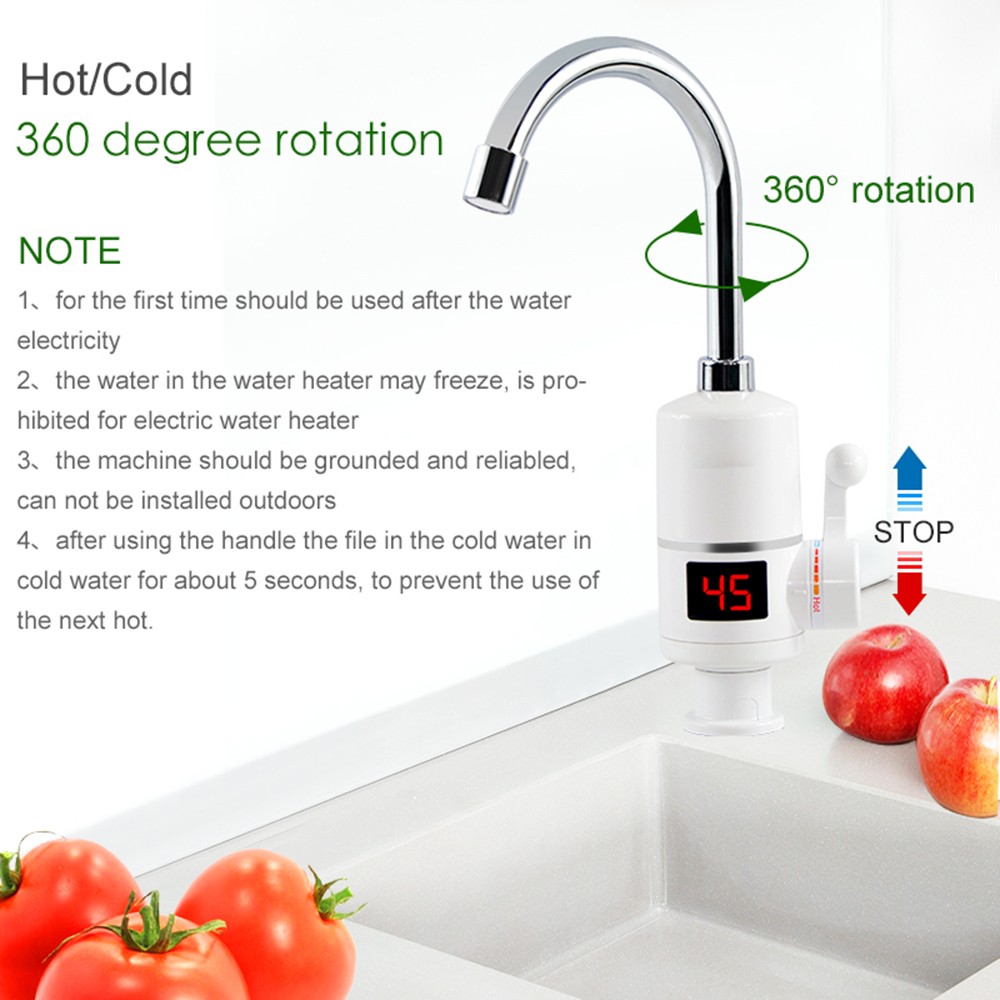 The electric hot water faucet is a quick-heating type for both hot and cold showers. It heats water quickly and is a small kitchen water heater in the bathroom detail image 12
