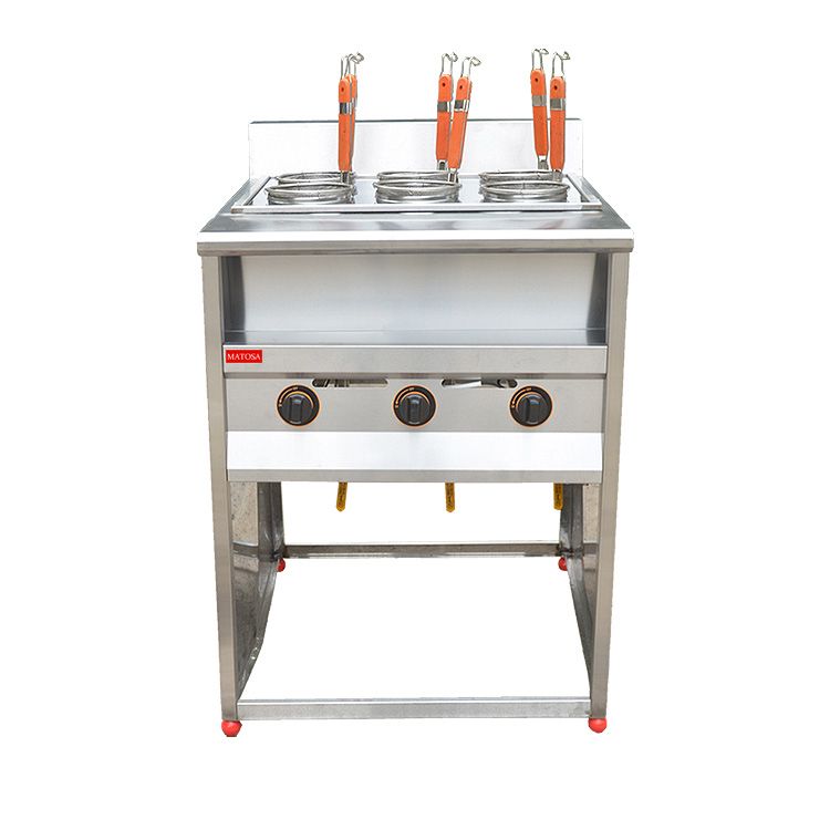 Vertical six-compartment noodle cooker with soup pool FY-6HX.R gas noodle cooker for commercial spicy hot pot skewers Application Scenario