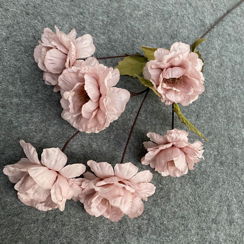 6-head white peony artificial flower, dried flower bouquet for dining room and living room, decorative vase, flower arrangement and floral art details Picture
